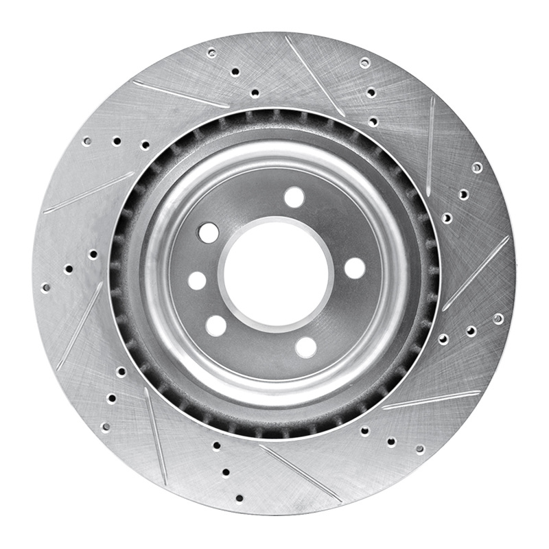 Land Rover Range Rover Brake Rotor (1) - Rear Left - R1 Concepts - Drilled & Slotted - Silver - `14-`24